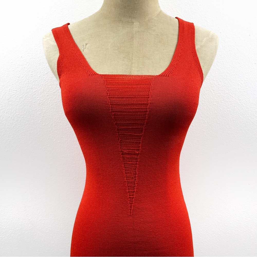 Angelica-Val Red Coral Sleeveless Knit Top Tank Size Small